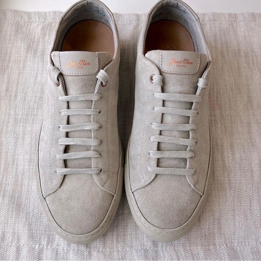 Good Man Brand Edge Low Top Monochromatic Suede Sneaker Color Sand Size 10
